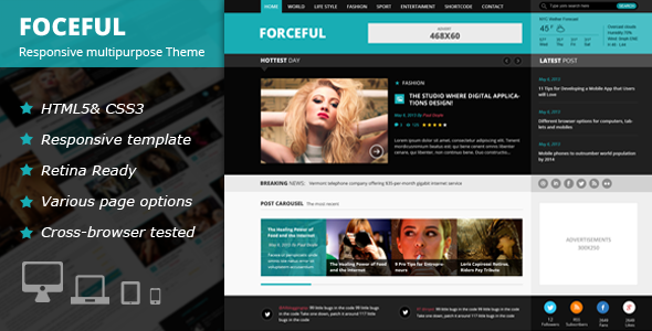 ForceFul – HTML5 Magazine Website Template